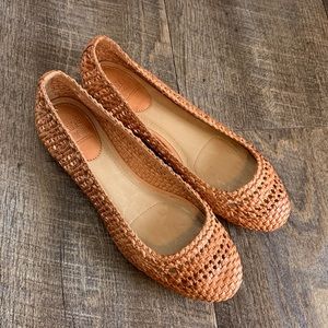 Frye Emma Leather Woven Flat